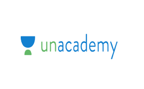 a unacademy logo with a white background